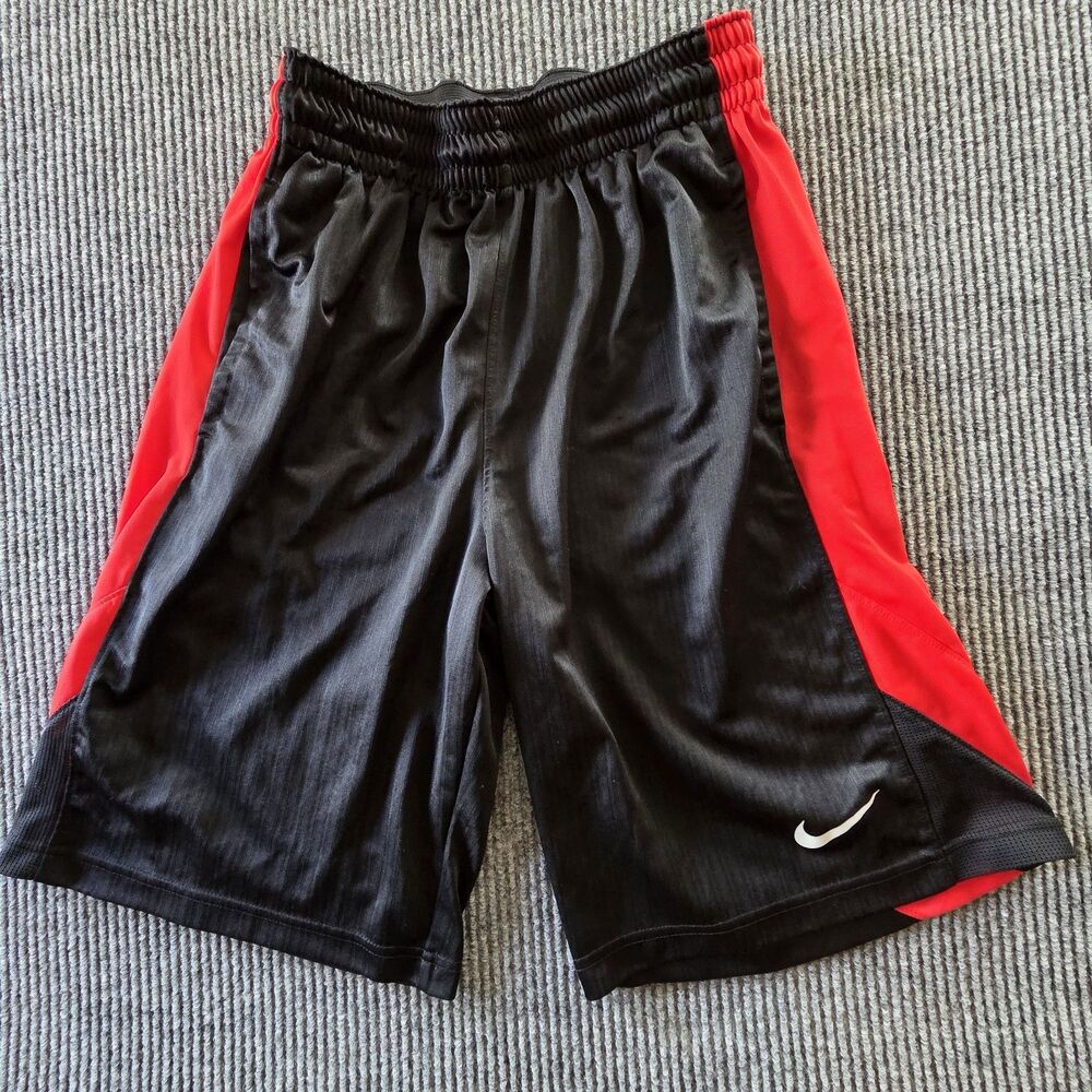 Nike Basketball Shorts Black with Red Thick Border with Pockets Mens Size M